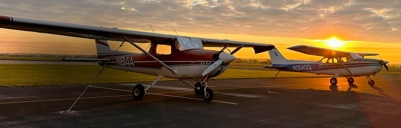 training ground, Airplane in Sunset