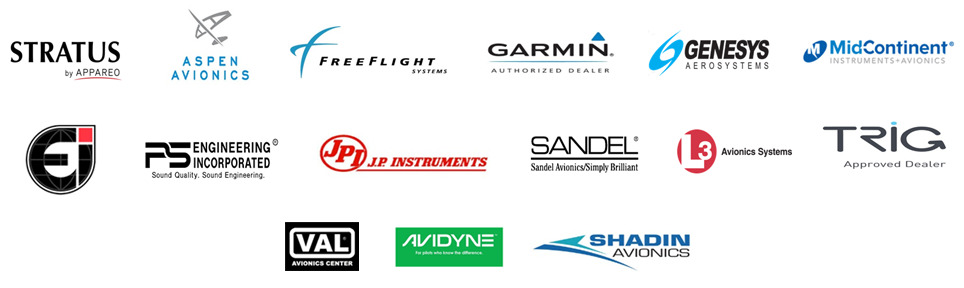 Garmin certified service center and authorized dealer, an Aspen authorized dealer/installation center, Avidyne authorized dealer/installation center, Stratus authorized dealer/installation center